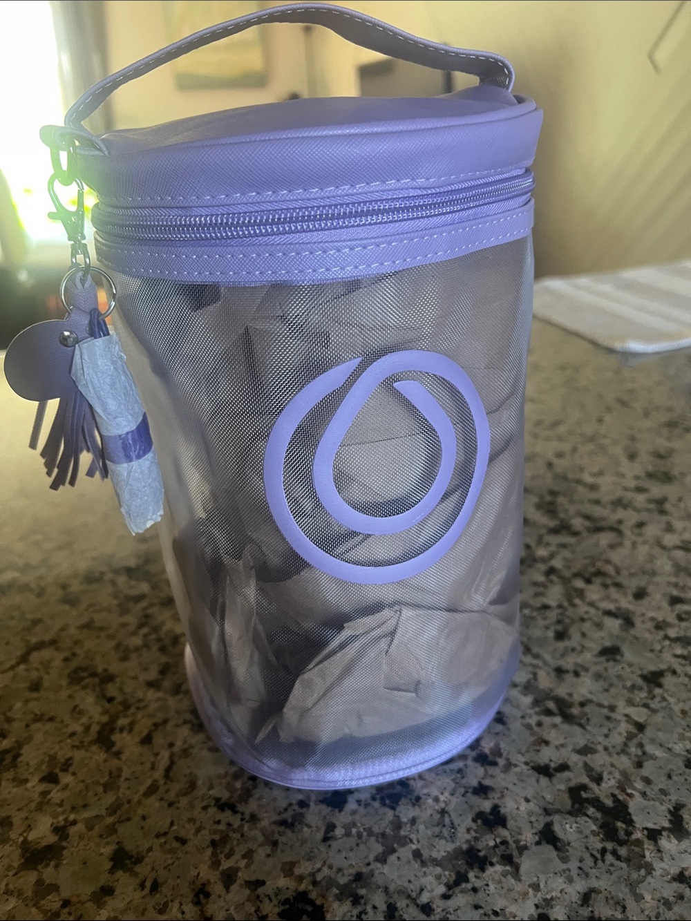 Monat Purple Cylinder Makeup/Brush Case with Tassel Charm